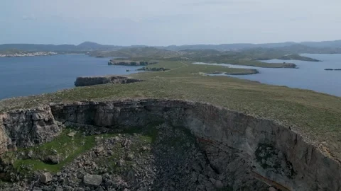 Aerial view of Cap de la Cavalleria in Minorca, Balearic Islands Stock Footage 303752651
