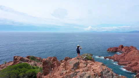 Aerial view of cap Esterel, Video stock 136543327