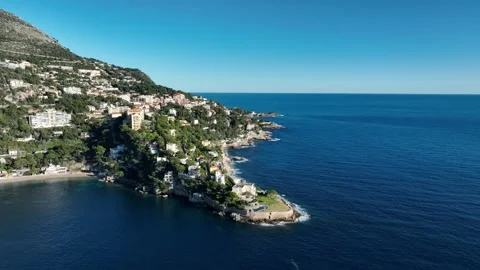 Aerial view, Cap Mala, Cap d'Ail, France. Forward 1. 库存影片 296674250