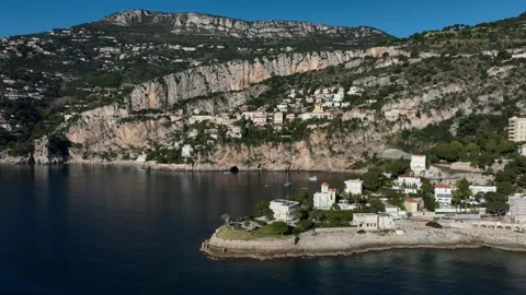 Aerial view, Cap Mala, Cap d'Ail, France. Forward 2. 库存影片 296674753