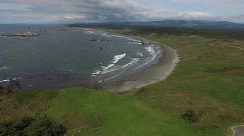 Aerial view of the cape blanco state park beach | port orford oregon Video stock 53301422