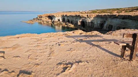 Aerial view of the Cape Cavo Greco Sea Caves coastline in Cyprus. Stock Footage 341541440
