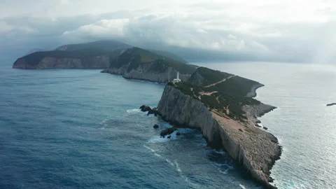 Aerial view of Cape of Ducato in Lefkada island- Greece Vídeos de archivo 131364083