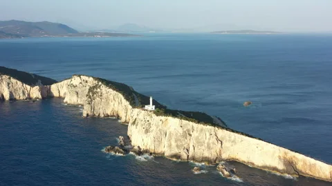 Aerial view of Cape of Ducato lighthouse in Lefkada island- Greece Видео 158661461