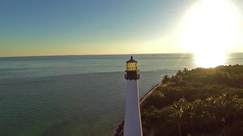 Aerial view Cape Florida Lighthouse Key Biscayne Florida Clip5 库存影片 45346512