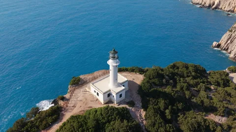Aerial View of Cape Lefkatas Lighthouse, Greece Stock-Footage 335905565