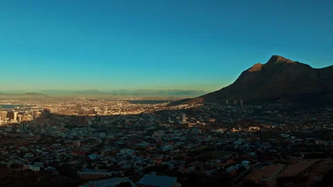 Aerial view from Cape Town with Table Mountain Stock Footage 283535579
