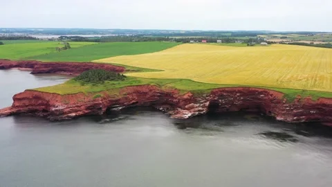 Aerial View of Cape Tryon Lighthouse, Prince Edward Island, Canada -12 Vídeos de archivo 221456472