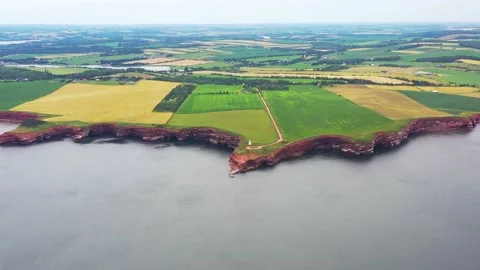 Aerial View of Cape Tryon Lighthouse, Prince Edward Island, Canada -17 Vídeos de archivo 221456478
