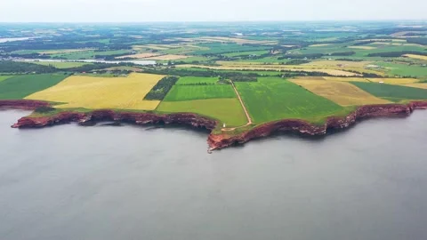 Aerial View of Cape Tryon Lighthouse, Prince Edward Island, Canada -18 Vídeos de archivo 221456479