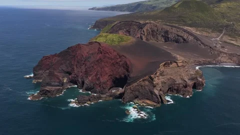 Aerial view of Capelinhos volcano in Capelo, Portugal. Stock Footage 337654110