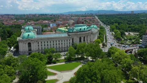 Aerial view of capital of Bulgaria, Sofia. Iconic building of the world-famous Stock-Footage 196617266