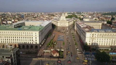 Aerial view of capital of Bulgaria, Sofia. Iconic building of the world-famous Stock-Footage 243157090