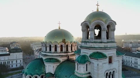 Аerial view of the capital of Bulgaria, Sofia and St. Alexander Nevsky Video stock 327364856