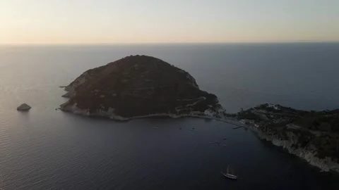 Aerial View of Capo d'Enfola at sunset, Elba Island, Tuscany, Italy. Stock Footage 345223166