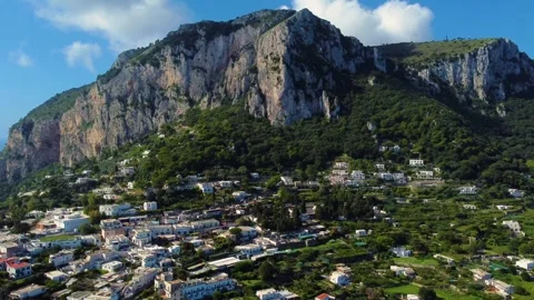 Aerial view of capri town with mount solaro in italy Stock Footage 345374763