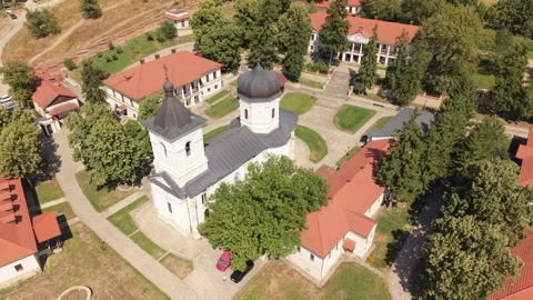 Aerial View of Capriana Monastery in Moldova Vídeos de archivo 345009085