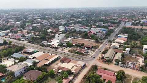 This aerial view captures a developing urban area, Siem Reap, Cambodia Video stock 309307092