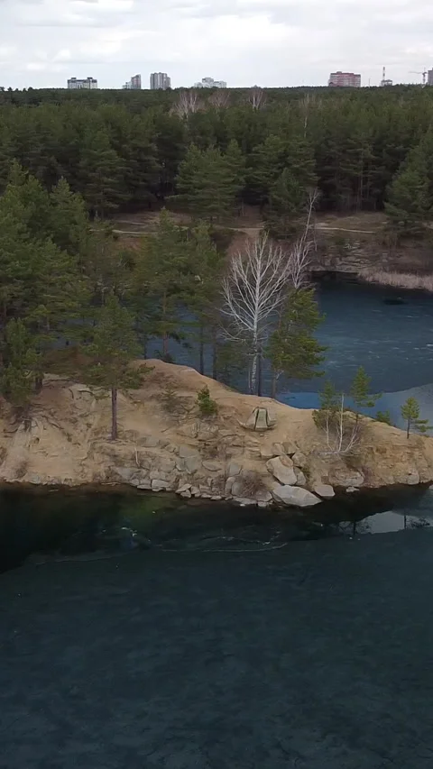 Aerial view captures a serene river bend Video stock 347499367