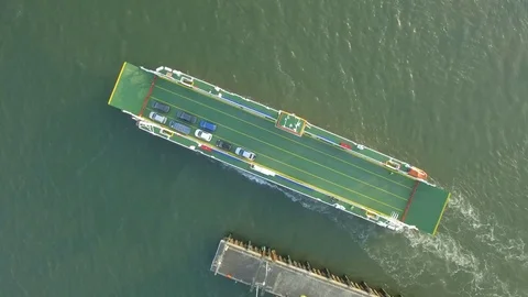 Aerial view of car ferry at sea, Ireland Stock Footage 84271663