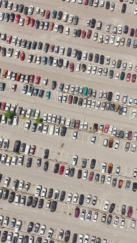 Aerial view of a car impound lot with damaged cars Stock-Footage 339060587