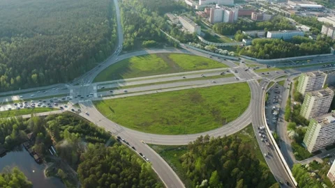 Aerial view of a car interchange Stock Footage 170740991