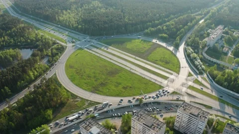 Aerial view of a car interchange Stock Footage 170741133