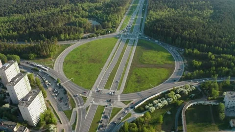 Aerial view of a car interchange Stock Footage 170742305