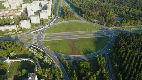 Aerial view of a car interchange Stock Footage 170743592