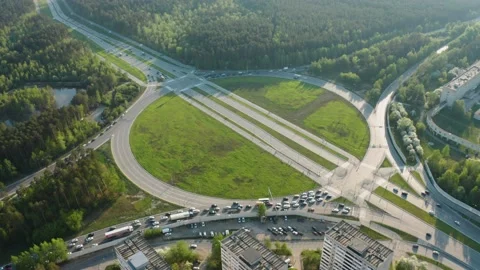 Aerial view of a car interchange Video stock 170743884