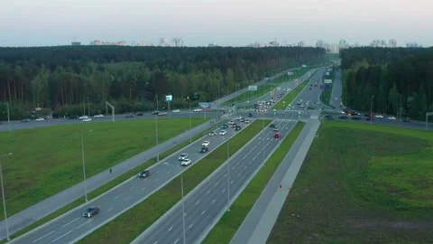 Aerial view of a car interchange Stock Footage 170753695