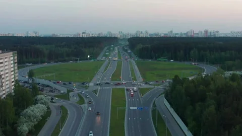 Aerial view of a car interchange Stock Footage 170754842
