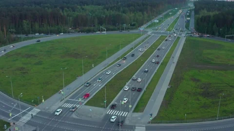 Aerial view of a car interchange Stock Footage 170755655