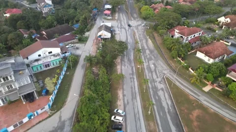 Aerial view on Car moving on the road in Desa Pinggiran Putra Stock Footage 150748622
