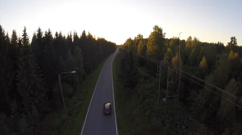 Aerial View Of Car Passing Video stock 53863406