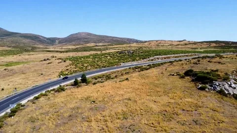 Aerial view car on road Stock Footage 268845077