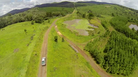 Aerial view of car which is driving in the countryside Stock Footage 41706101