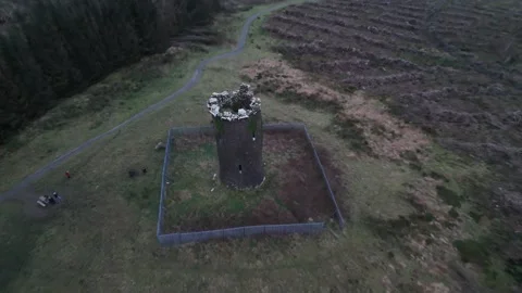 Aerial View of Carden's Folly at Devil's Bit, County Tipperary, Ireland Stock Footage 332437152