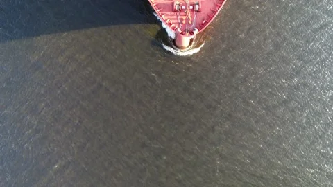 Aerial View Cargo Container Ship Moving Through the Water Stock Footage 163205955