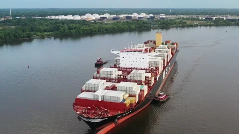 Aerial View Cargo Container Ship Moving Through the Water Stock Footage 164131990