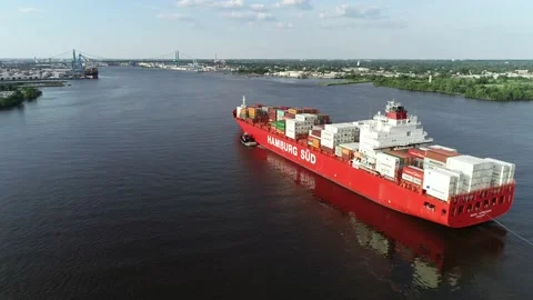 Aerial View Cargo Container Ship Moving Through the Water Stock Footage 164143104