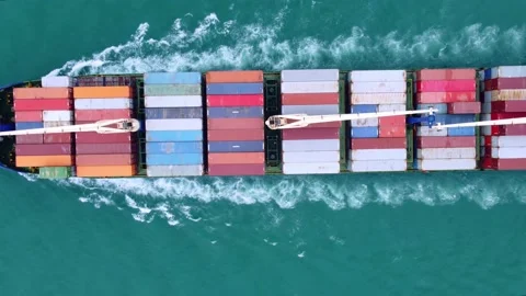 Aerial view of cargo container ship in the sea Stock Footage 197263282