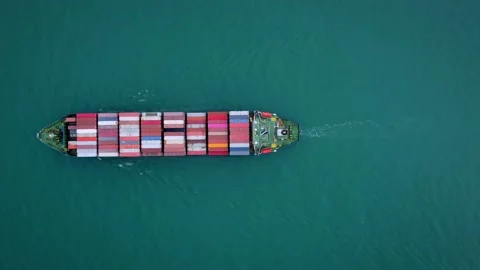 Aerial view of cargo container ship in the sea Stock Footage 220848160