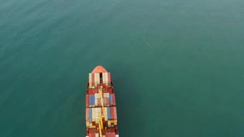 Aerial view of cargo container ship carrying containers for import and export Stock Footage 263233944