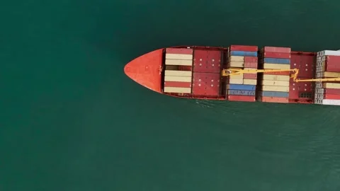 Aerial view of cargo container ship carrying containers for import and export Stock Footage 263773065