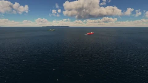 Aerial view of a cargo container ship in Changi Bay. Singapore 스톡 동영상 276892778
