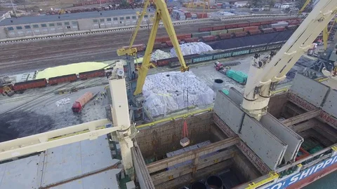 Aerial view of Cargo container transportation Stock Footage 127827637