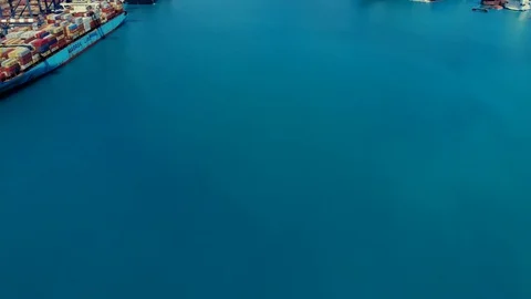 Aerial View of Cargo Containers and Industrial Shipping Port, Bahamas Stock Footage 104018318
