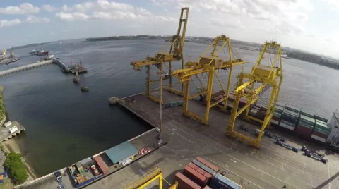 Aerial View Of A Cargo Dock Stock Footage 64273913