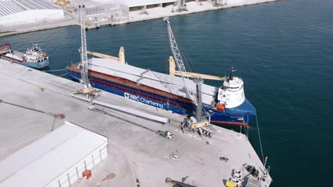 Aerial View of Cargo Ship Loading at Castellon de la Plana 27  August 2026. Stock Footage 344529085